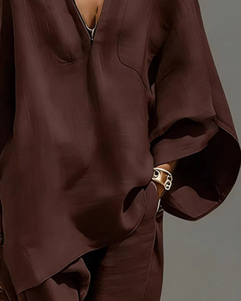 Set V-Neck Relaxed Sleeve Casual