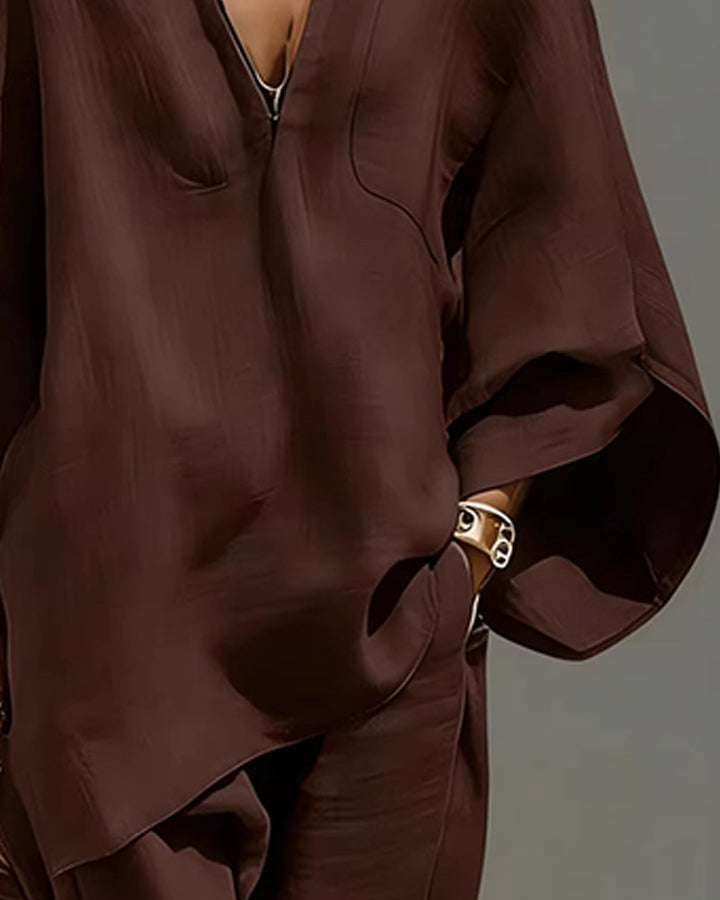 Set V-Neck Relaxed Sleeve Casual