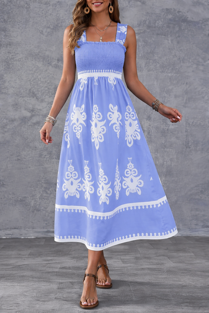 Amelira Smocked Floral A-Line Dress