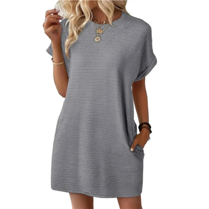 EVASHA™ – Effortless Minimalist Round Neck Summer Dress