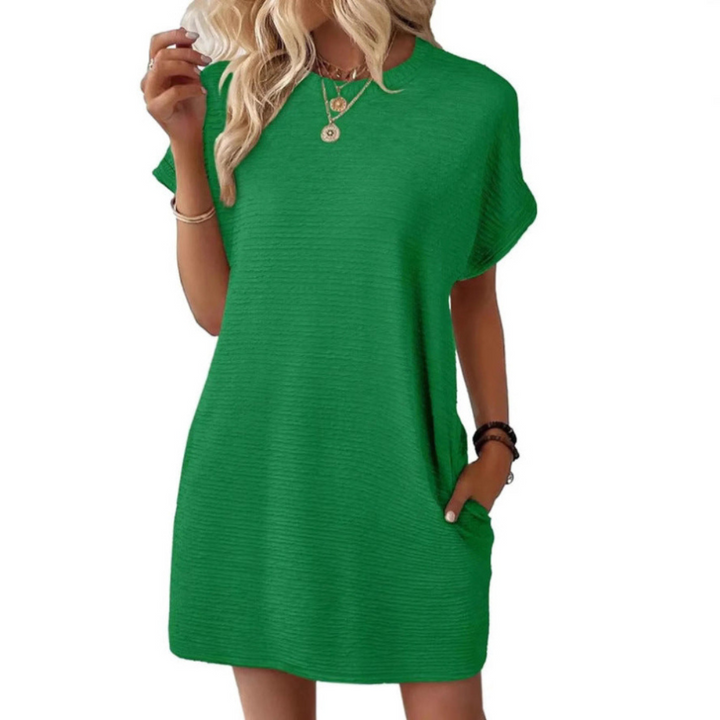 EVASHA™ – Effortless Minimalist Round Neck Summer Dress
