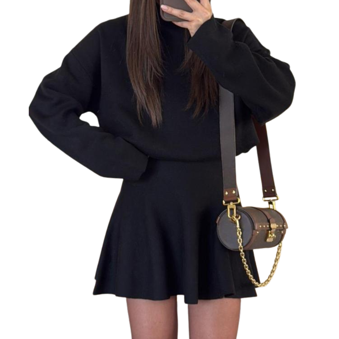 PHOEBE™ - Relaxed Fit Knit Sweater Dress with Half-High Neck
