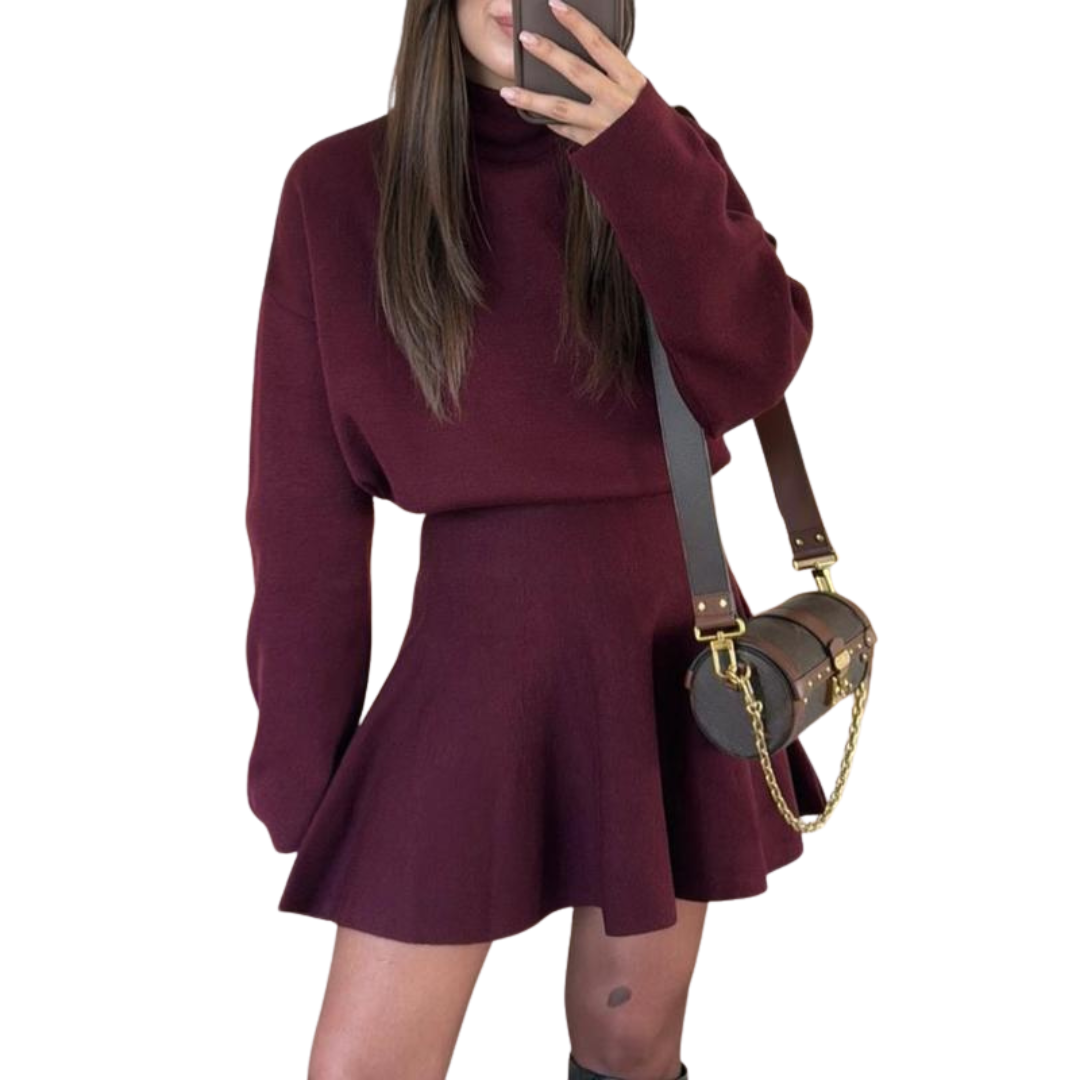 PHOEBE™ - Relaxed Fit Knit Sweater Dress with Half-High Neck