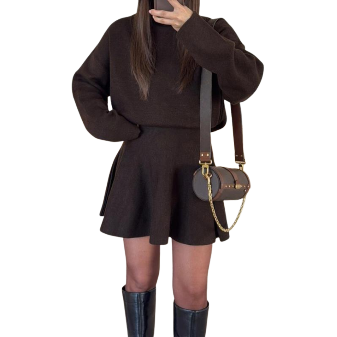 PHOEBE™ - Relaxed Fit Knit Sweater Dress with Half-High Neck