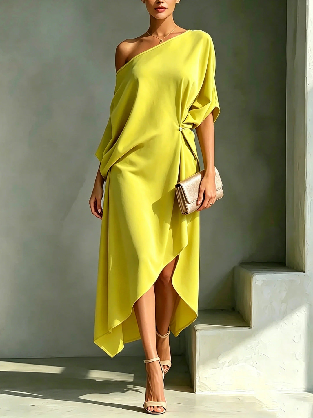 Maëva One-Shoulder Midi Dress
