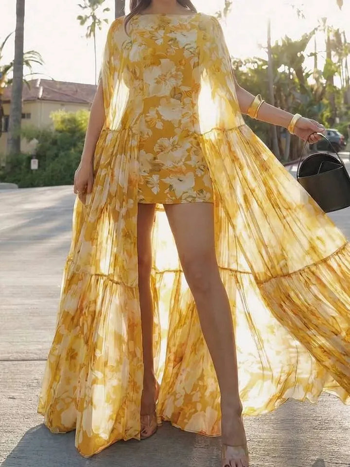 Zerina Patchwork Batwing Maxi Dress
