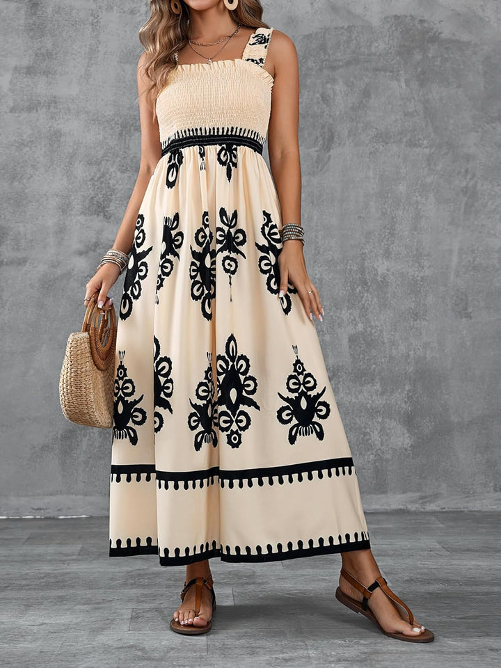 Amelira Smocked Floral A-Line Dress