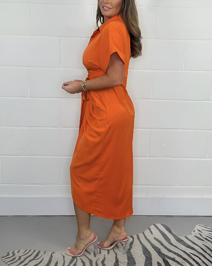 CARLA | Shirt Dress with Bow and Ruffled Hem for Everyday Elegance