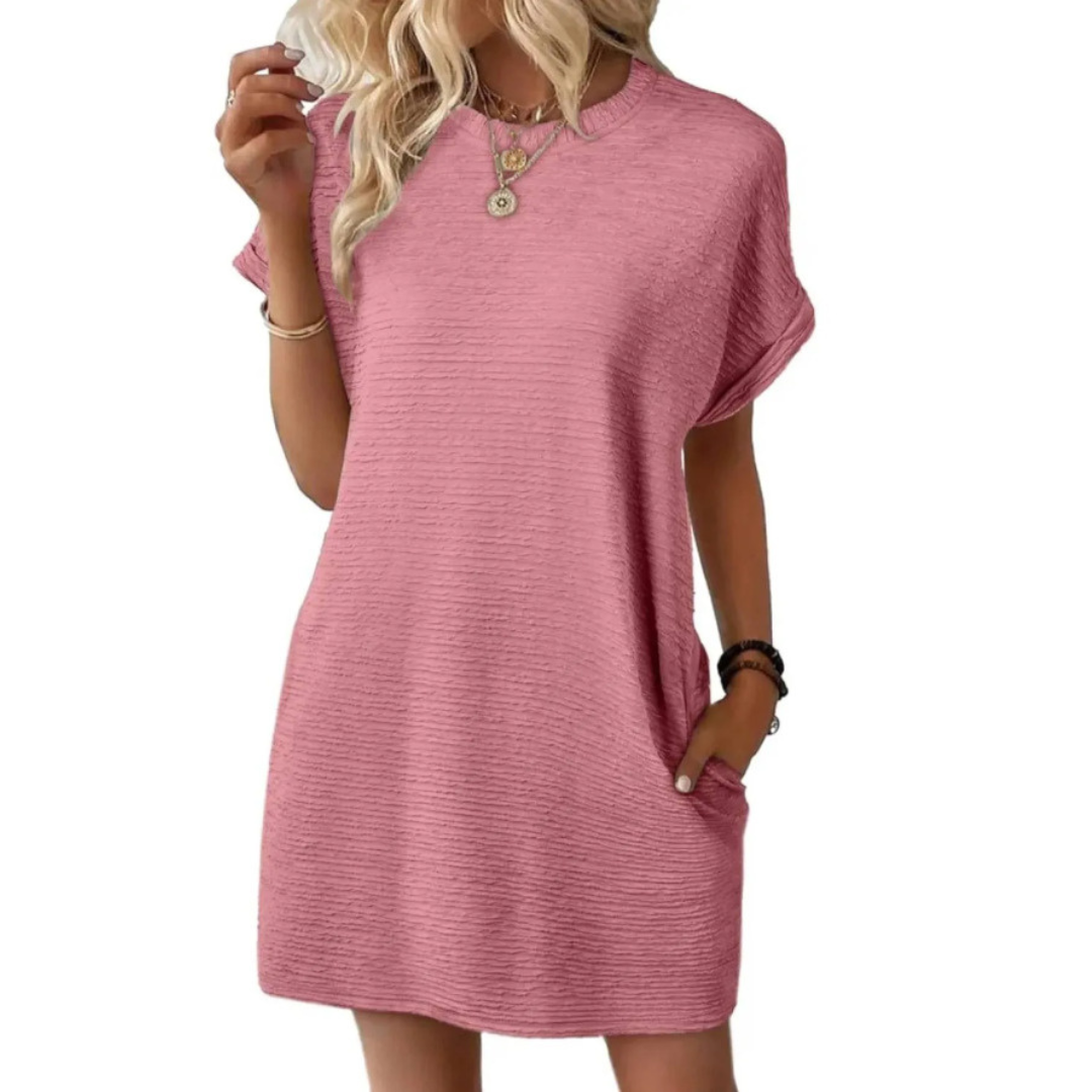 EVASHA™ – Effortless Minimalist Round Neck Summer Dress