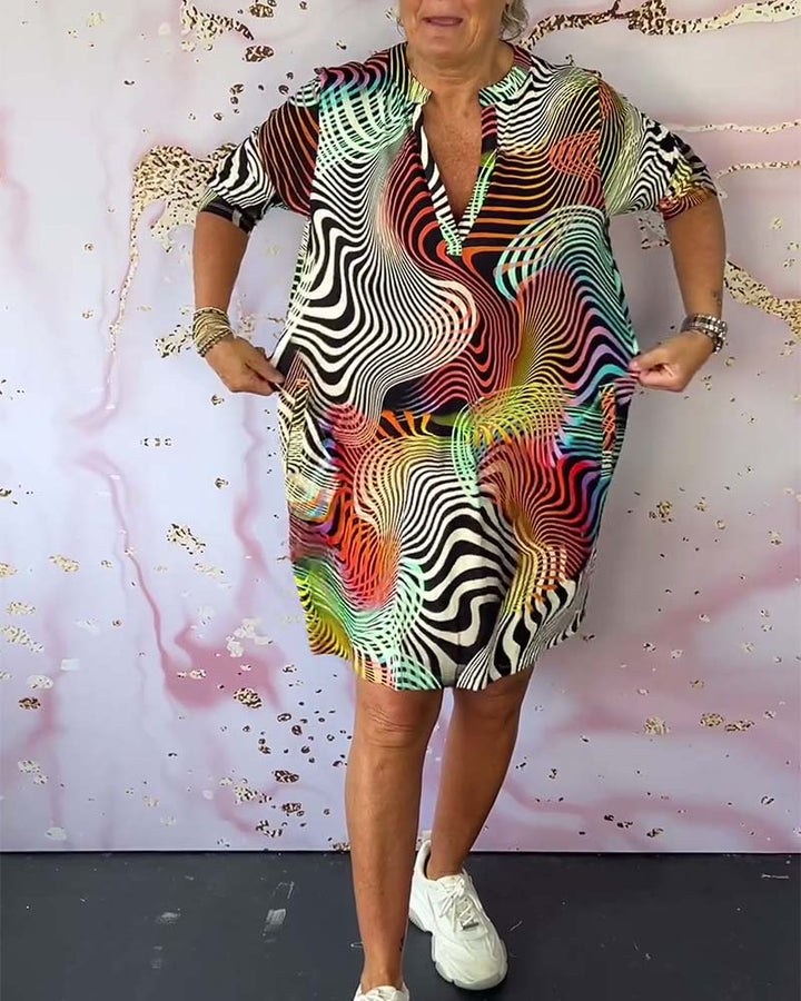 MARI™ - Vibrant V-Neck Dress