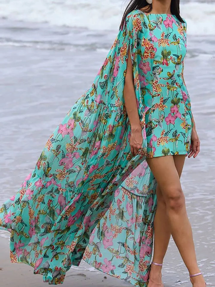 Zerina Patchwork Batwing Maxi Dress