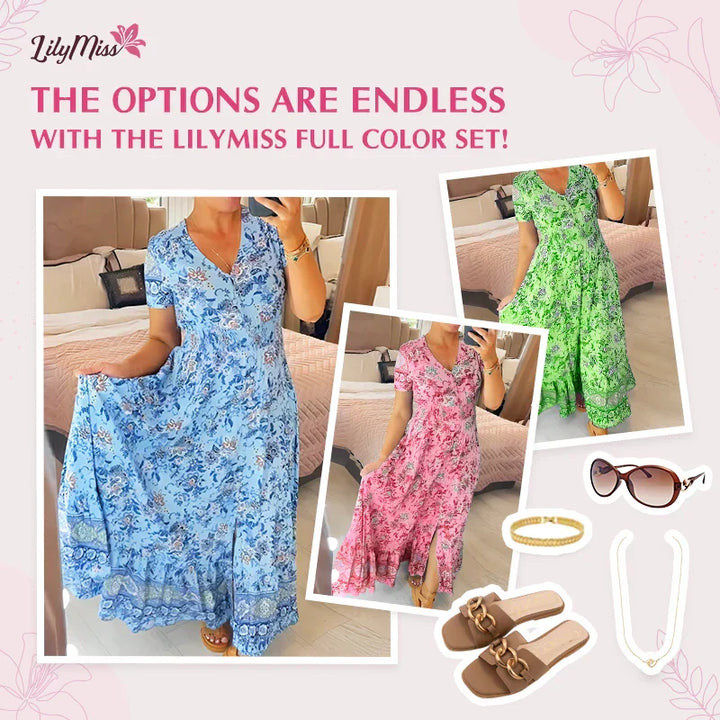 SARAH™ - Dress with Floral Pattern and V-Neck
