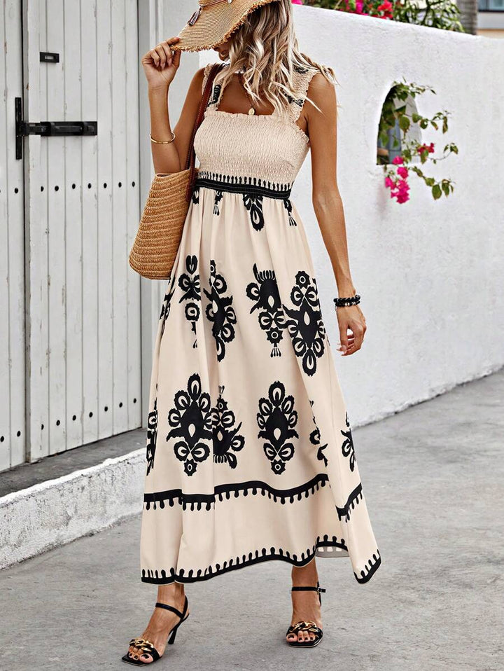 Amelira Smocked Floral A-Line Dress