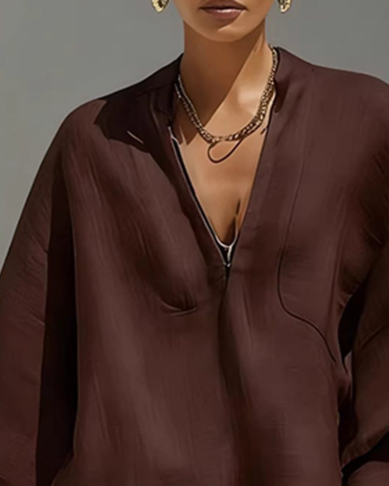 Set V-Neck Relaxed Sleeve Casual