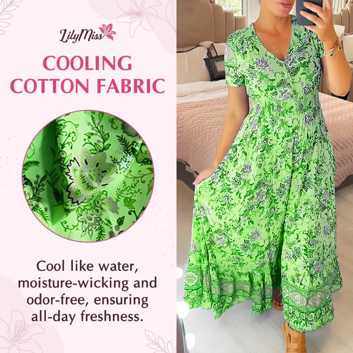 SARAH™ - Dress with Floral Pattern and V-Neck