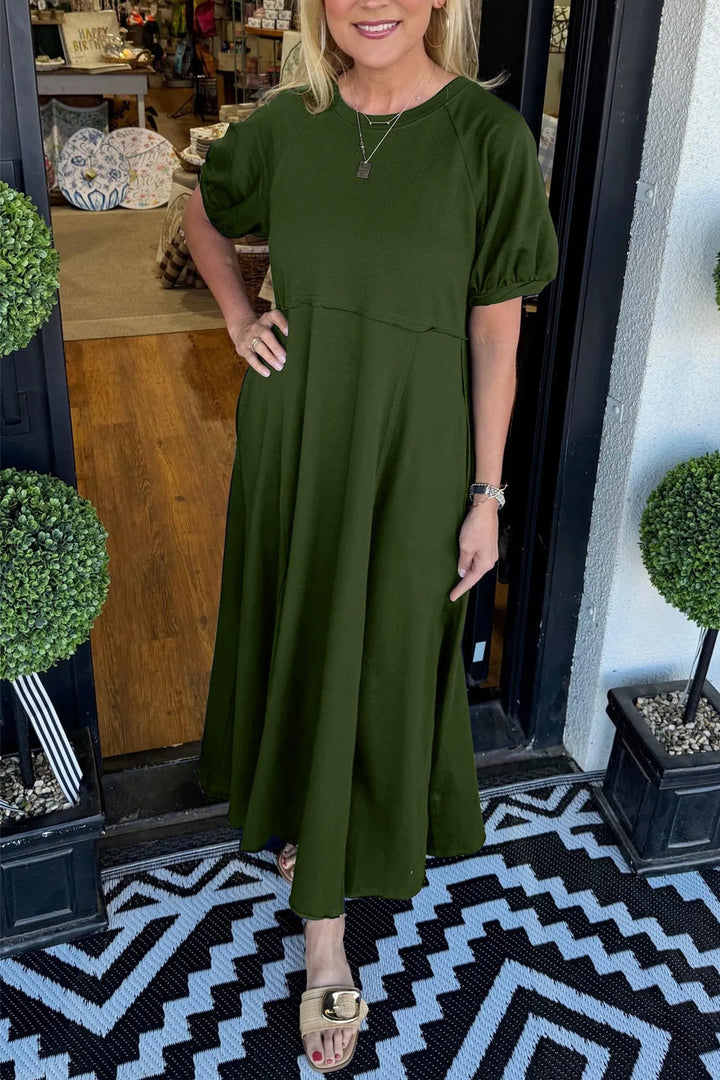 ODETTE | Puff-Sleeve Maxi for Flattering Grace and Comfort