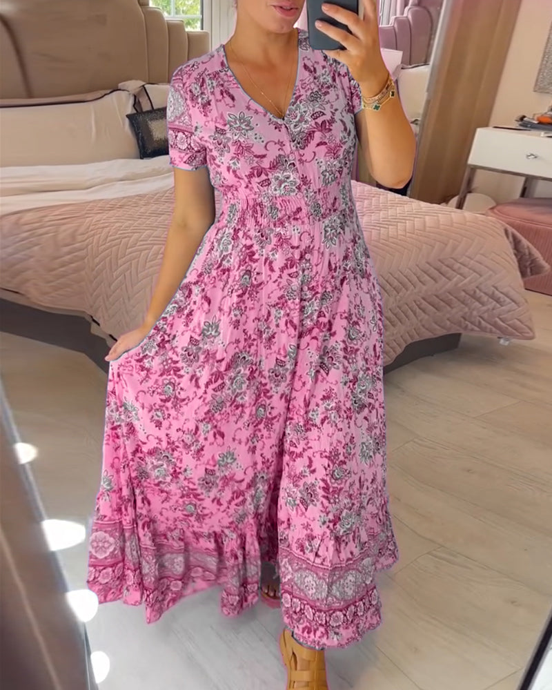 SARAH™ Floral V-Neck Dress