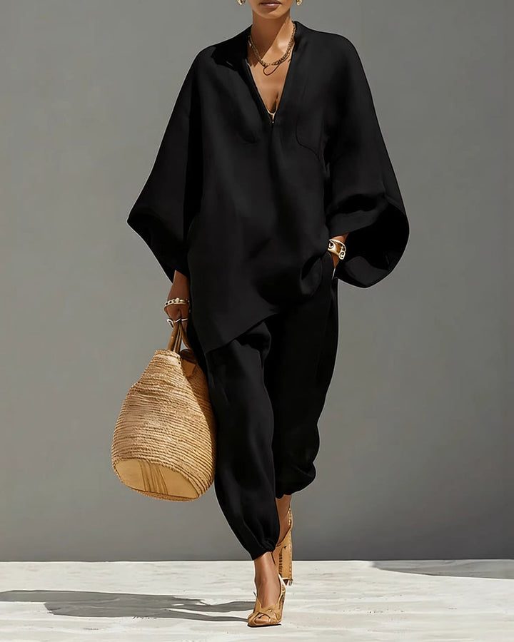 Set V-Neck Relaxed Sleeve Casual