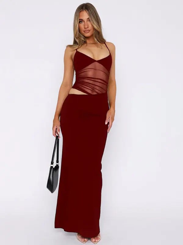 GUADALUPE™ – Elegant Sleeveless Sheer Bodycon Dress with Cut-Out Details