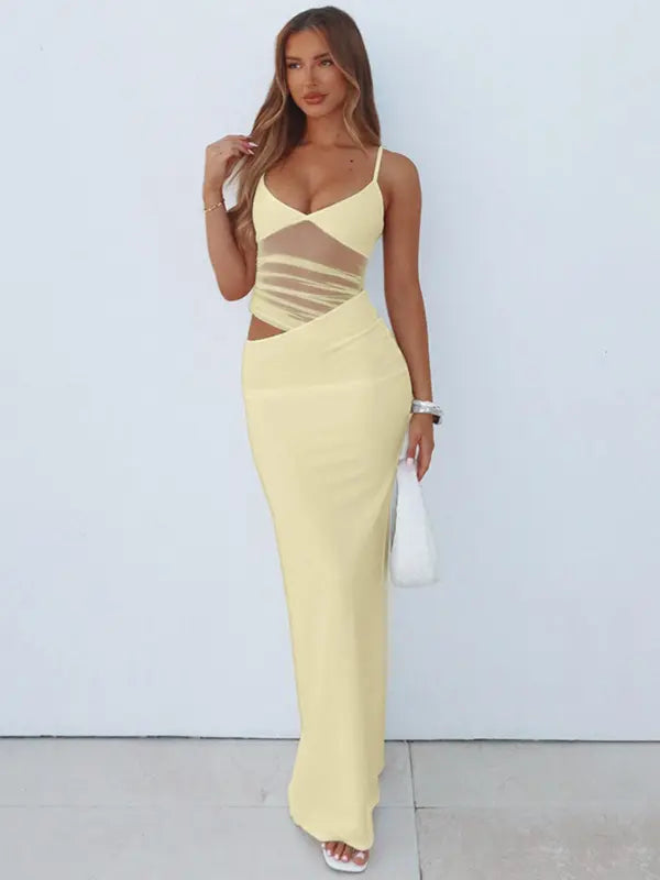 GUADALUPE™ – Elegant Sleeveless Sheer Bodycon Dress with Cut-Out Details