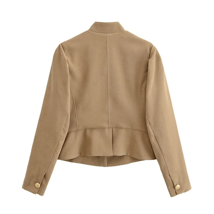 Autumn Velvet Blazer – Elegant Puff Shoulder Design