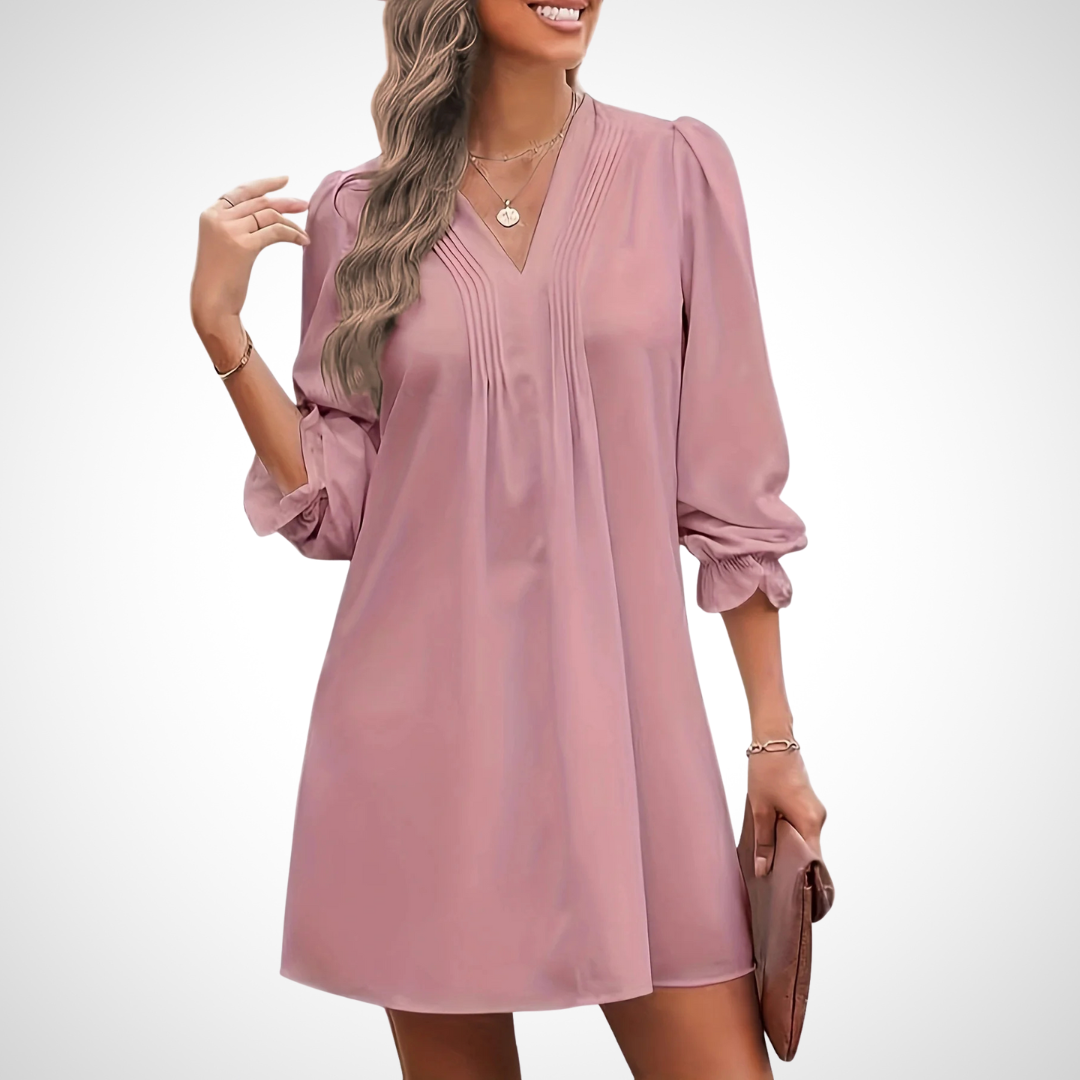 LUCINDA™ - Chic Ruffled V-Neck Dress