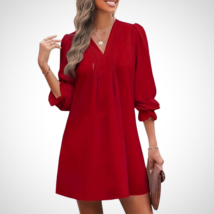 LUCINDA™ - Chic Ruffled V-Neck Dress
