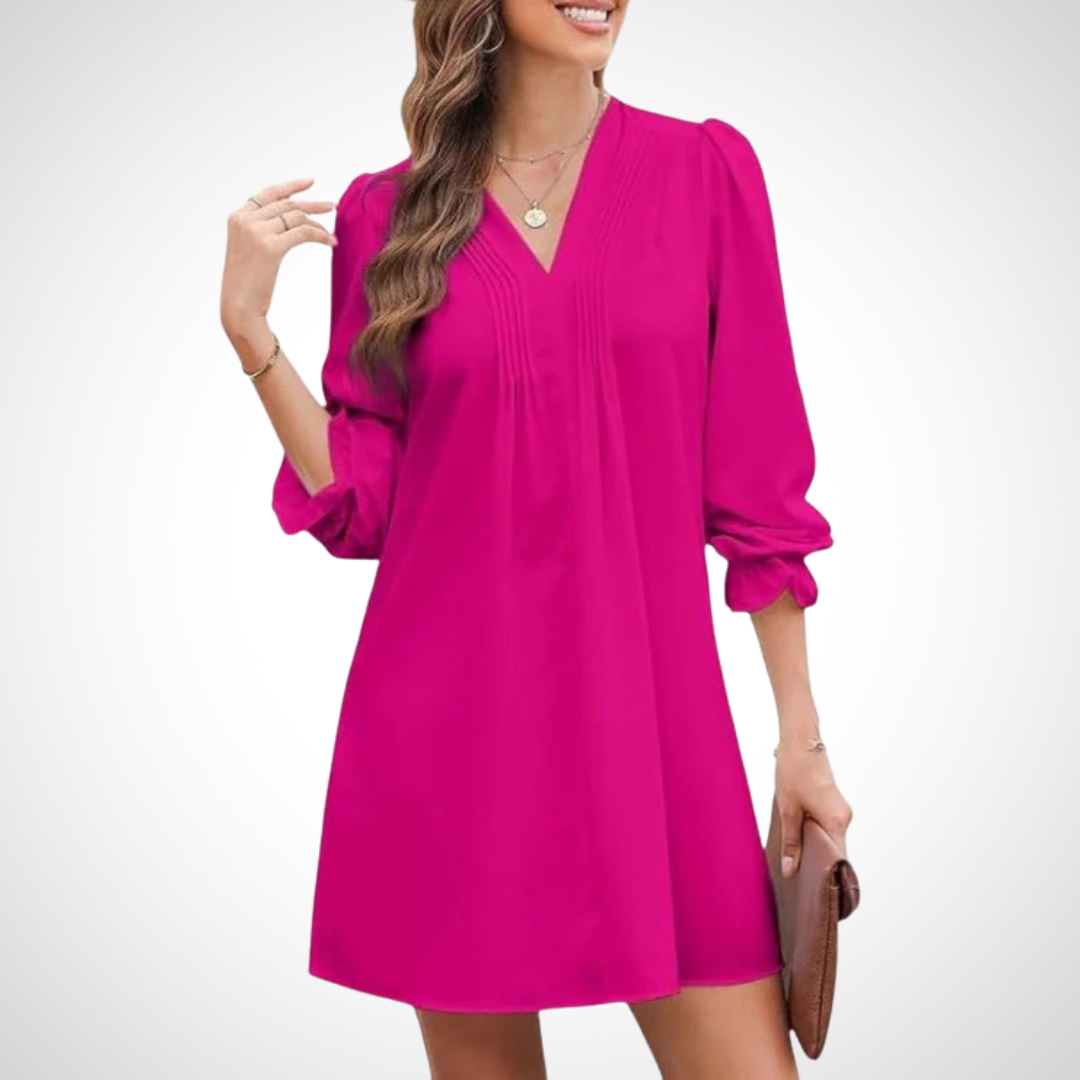 LUCINDA™ - Chic Ruffled V-Neck Dress