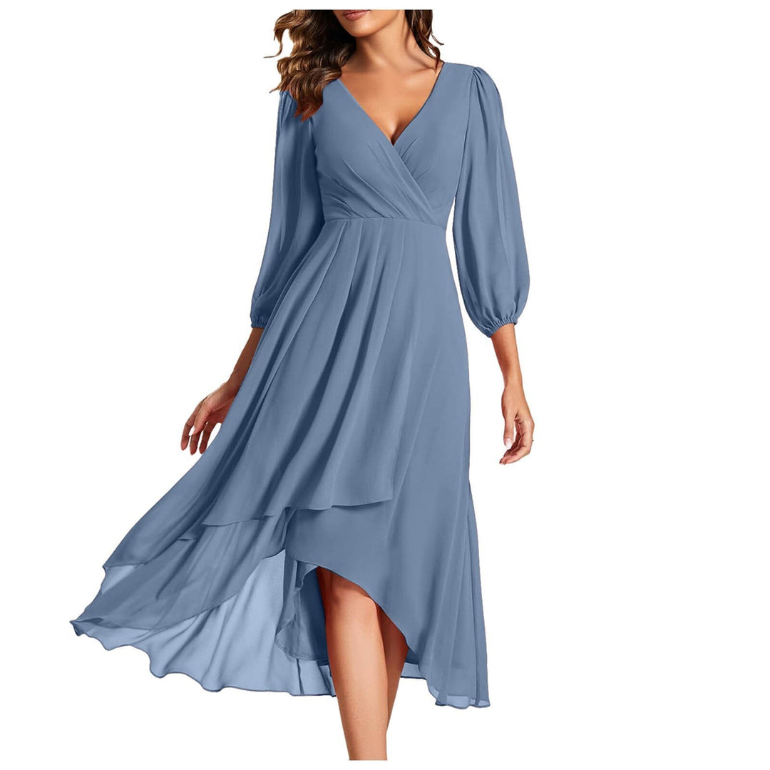 AURORA | Asymmetrical Dress with V-Neck and Flowing Skirt for Modern Elegance