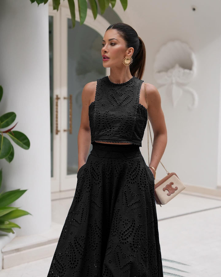 Linda | Women’s Flowy Eyelet Set Dress