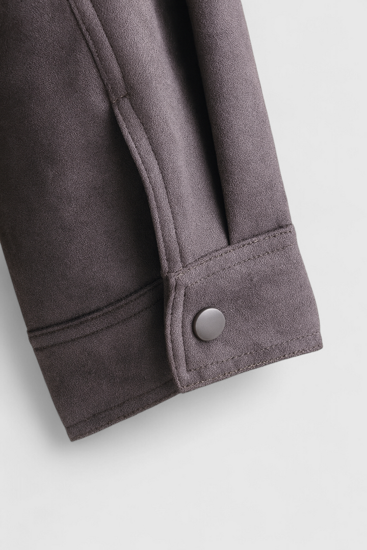 Trendy Dark Grey Bomber Jacket with Stand Collar