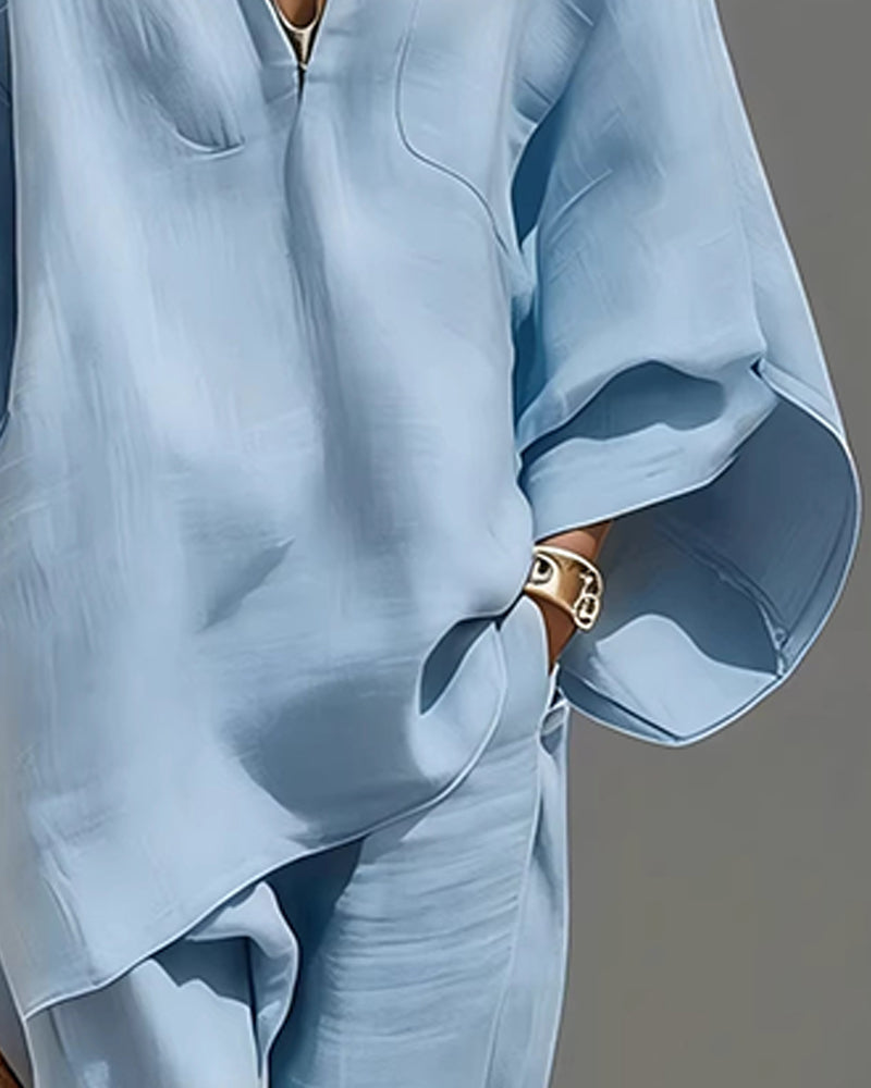Set V-Neck Relaxed Sleeve Casual