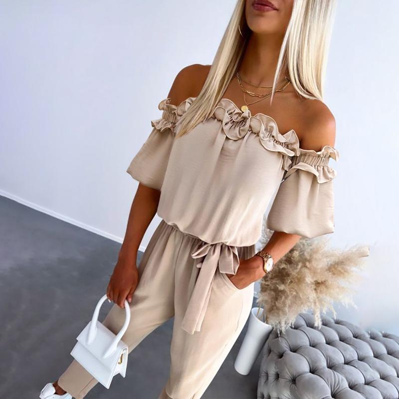 CAMILA™ – Stylish Off-Shoulder Frill Jumpsuit with Tie Waist