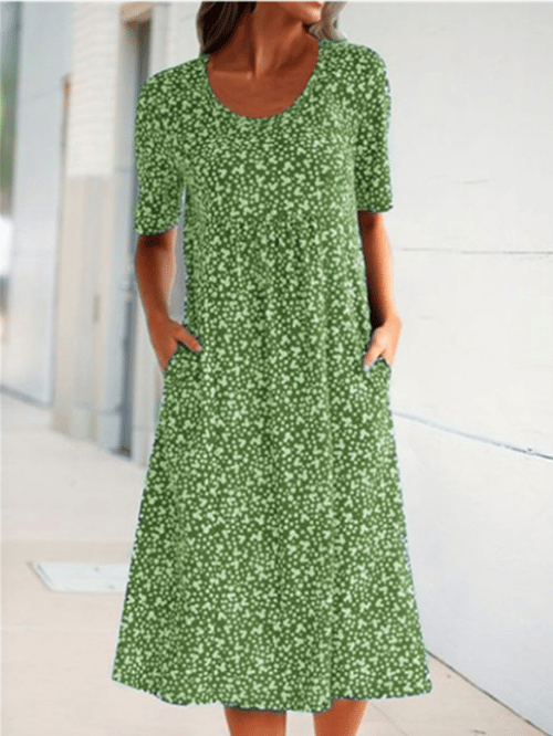 Sabrina - Round Neck Floral Dress