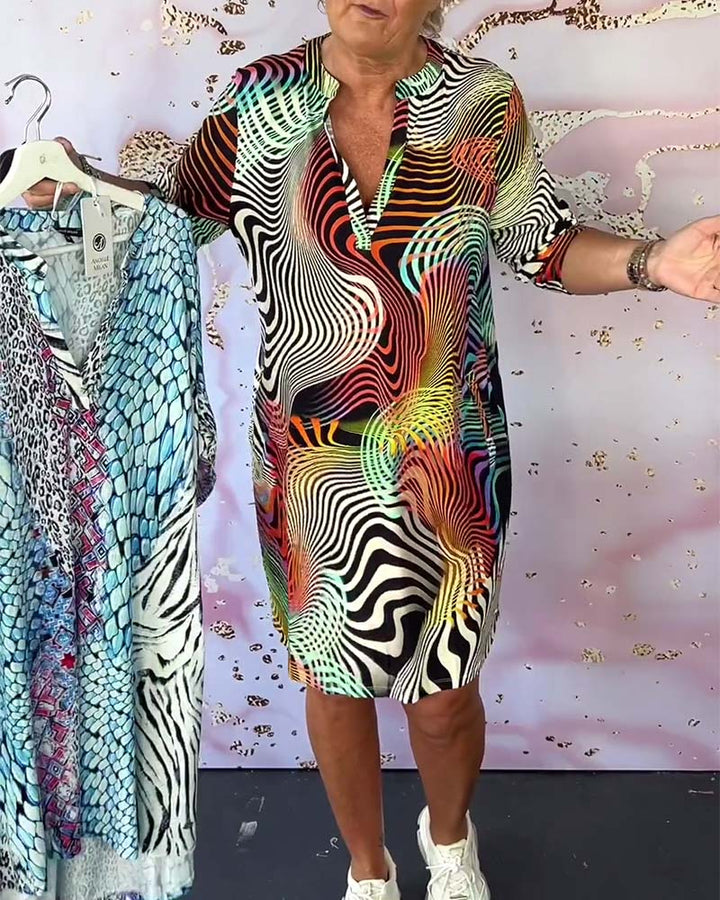 MARI™ - Vibrant V-Neck Dress