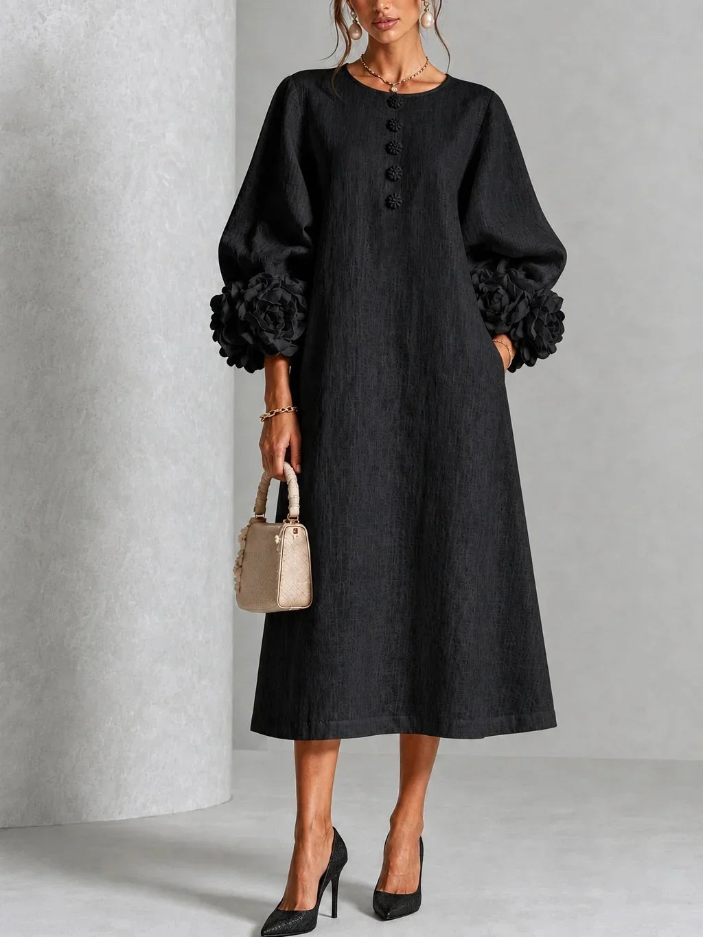 LILIANA | ELEGANT FLORAL MIDI DRESS