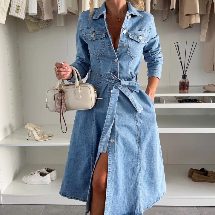 TEDDY™ - Button-Up Long Sleeve Denim Dress