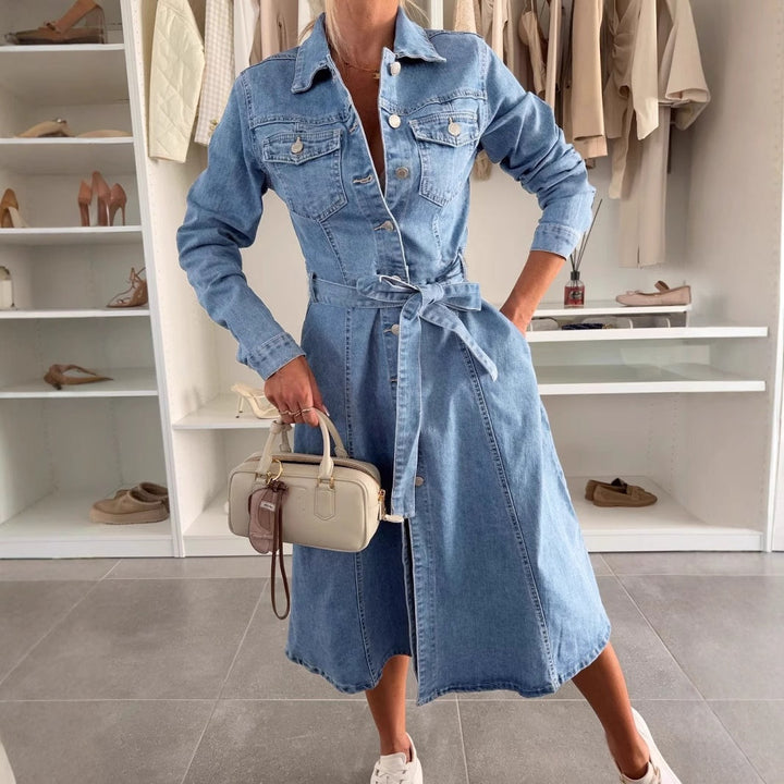 TEDDY™ - Button-Up Long Sleeve Denim Dress