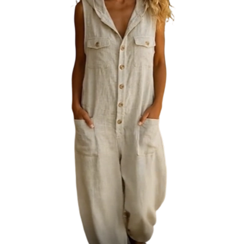 Casual Sleeveless Hooded Jumpsuit for Women